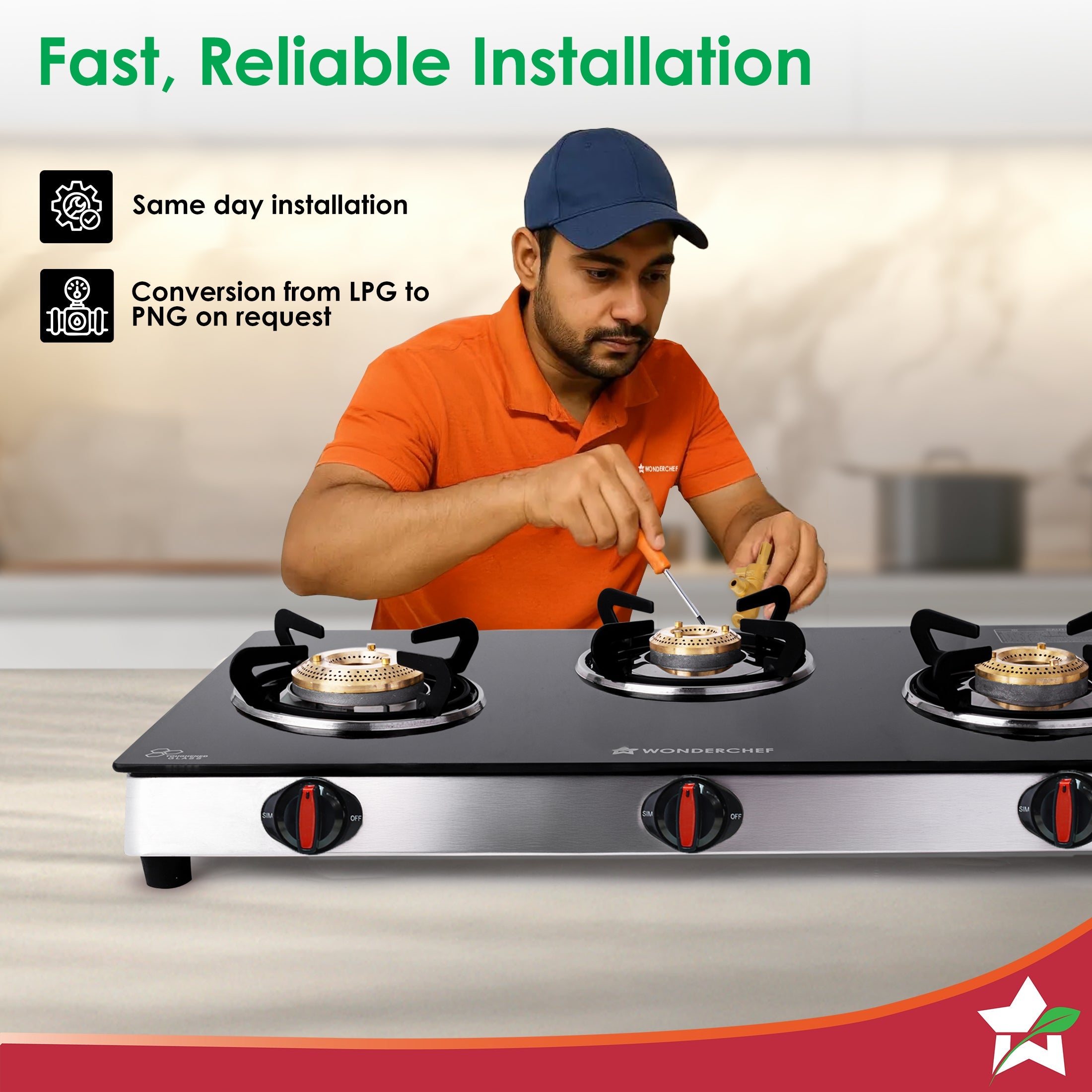 Regal 3 Brass Burner Gas Stove, LPG Gas Stove for Kitchen, ISI Toughened Glass Surface, SS Frame, Spill-proof Design, Ergonomic Knobs, 2-Yr Warranty