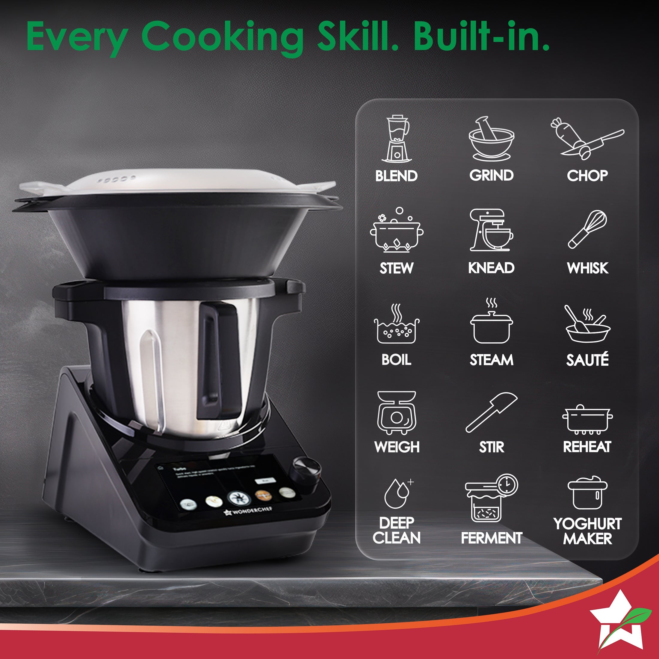 Chef Magic Kitchen Robot, Automatic Cooking Assistant, 500+ Recipes by Chef Sanjeev Kapoor, 15+ Cooking Modes, Create/Edit Recipes, Built-in Weighing Scale, Wi-fi & Phone App, 2-Yr Warranty