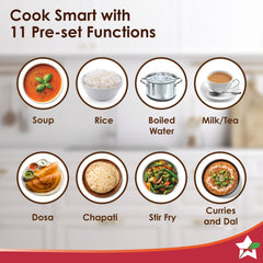 Acura 1400W Induction Cooktop with 11 Preset Functions, Push Touch Control Button Induction Cooktop, 2 Years Warranty