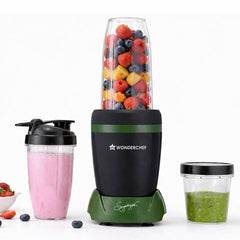 Nutri-Blend Turbo 750W Mixer Grinder Blender Smoothie Maker, 22000 RPM, 3 Jars, Stainless-Steel Blades, Sipper Jar & Lid, 2-Yr Warranty, FREE Recipe Book by Chef Sanjeev Kapoor, Black & Green