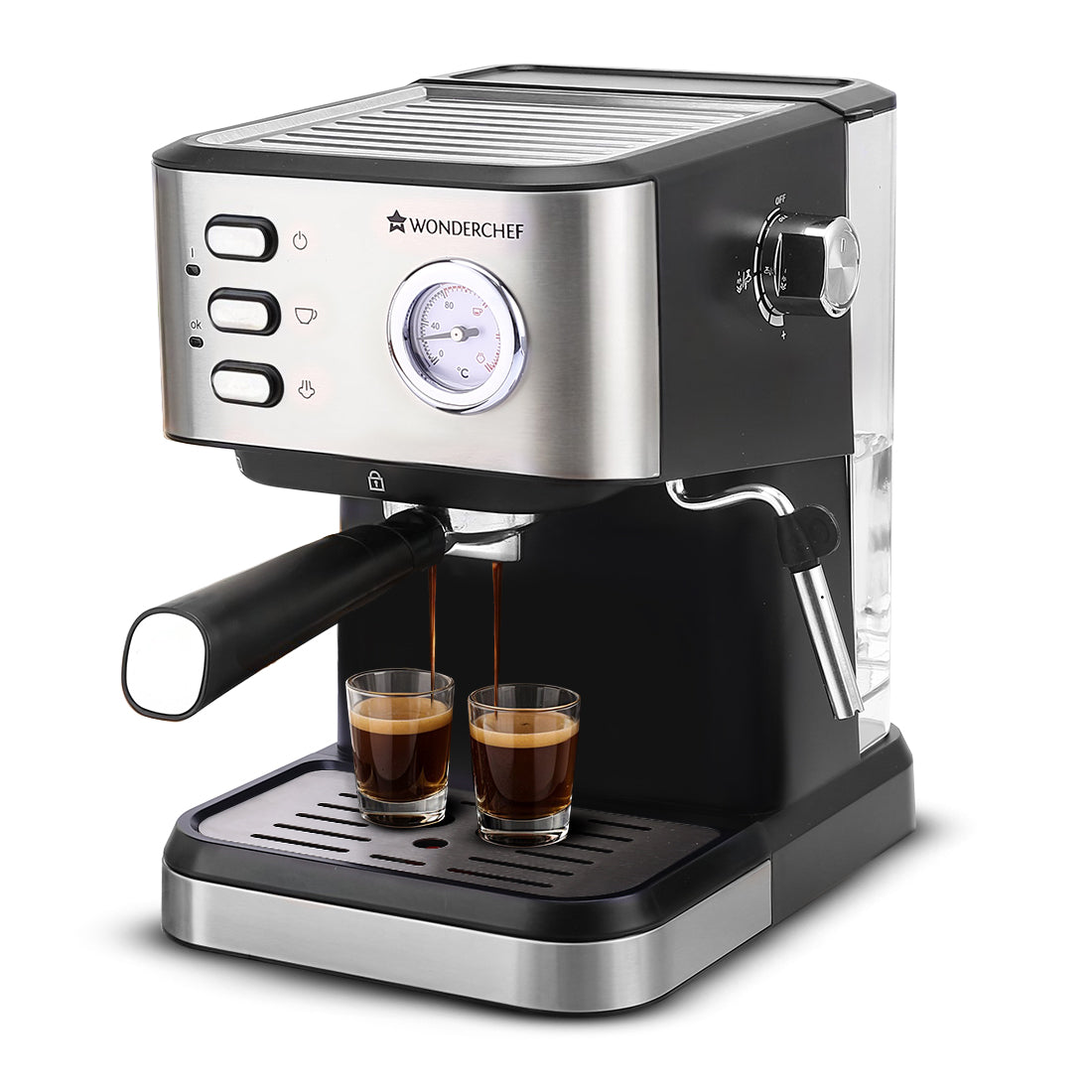 Regenta 19 bar Espresso Coffee Maker | Espresso, Cappuccino, Latte, Mocha, Cold Coffee| Adjustable Milk Frothing Steamer | Metal Porta Filter | 2 Thermostats | 1.5L Water Tank |1200W| 2 Year Warranty