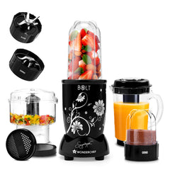 Nutri-blend BOLT-600W CKM Mixer with Chopper, Stronger & Swifter with Sipper Lid, 22000RPM 100% Full Copper Motor, 4 Unbreakable Jars, Sharper Steel Blades, Recipe Book by Chef Sanjeev Kapoor