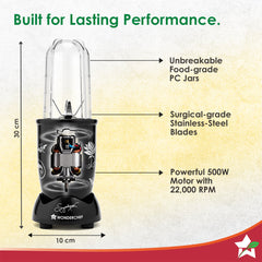 Nutri-blend Juicer, Mixer, Grinder, Smoothie Maker & Chopper | Complete Kitchen Machine | 22000 RPM Blender, Chopper, Juicer | 500W 100% Full Copper Motor | SS Blades | 4 Unbreakable Jars | 2 Years Warranty | Recipe Book By Chef Sanjeev Kapoor | Black
