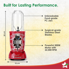 Nutri-blend Juicer, Mixer, Grinder, Smoothie Maker & Chopper | Complete Kitchen Machine | 22000 RPM Blender, Chopper, Juicer | 500W 100% Full Copper Motor | SS Blades | 4 Unbreakable Jars | 2 Years Warranty | Recipe Book By Chef Sanjeev Kapoor | Red