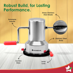 Stainless Steel Coconut Scraper for Kitchen, Vacuum Base, Rotatable Handle, Manual Operation, Silver