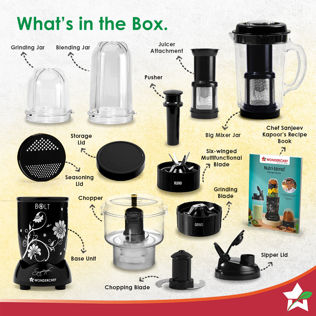 Nutri-blend BOLT-600W CKM Mixer with Chopper, Stronger & Swifter with Sipper Lid, 22000RPM 100% Full Copper Motor, 4 Unbreakable Jars, Sharper Steel Blades, Recipe Book by Chef Sanjeev Kapoor
