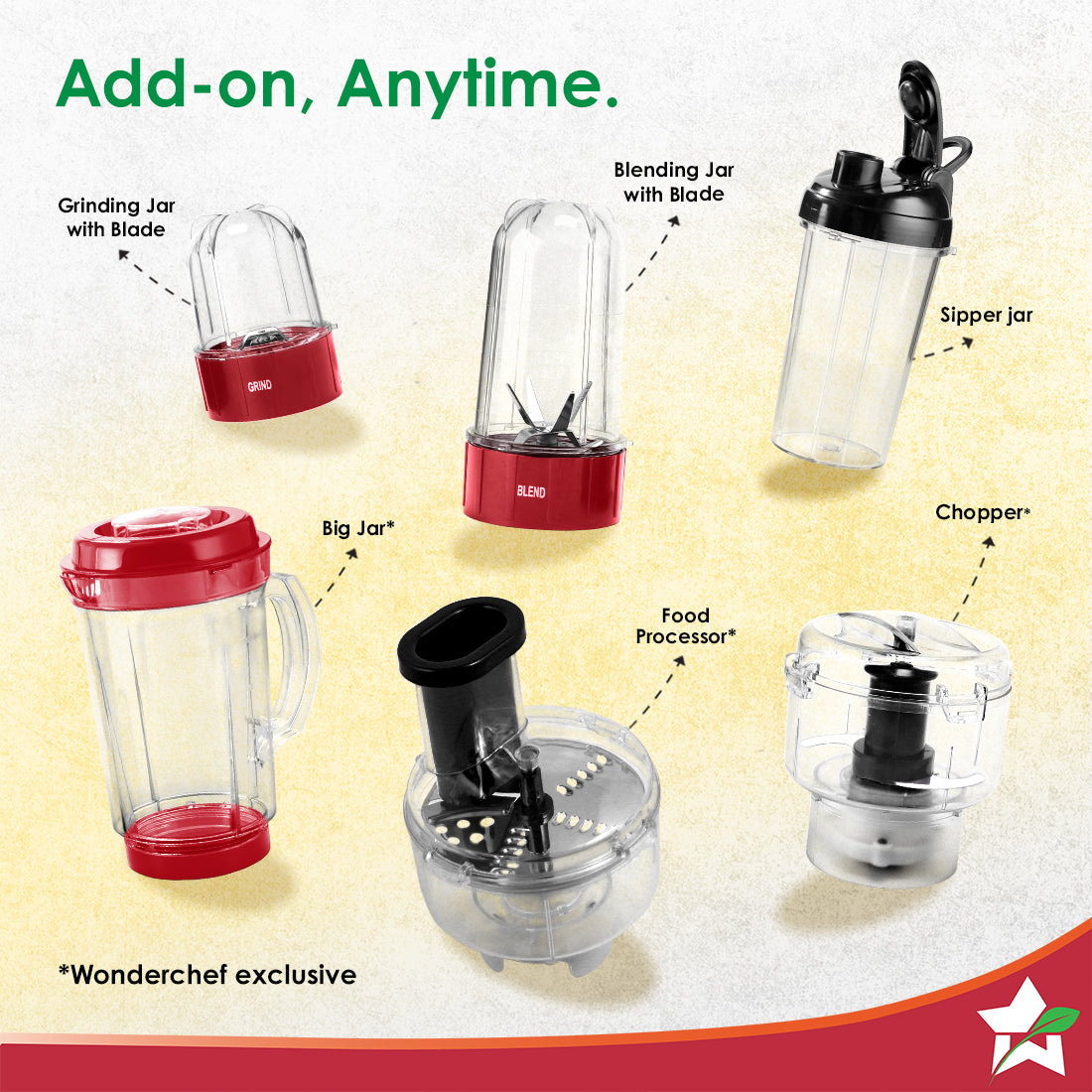 Nutri-blend Juicer, Mixer, Grinder, Smoothie Maker & Chopper | Complete Kitchen Machine | 22000 RPM Blender, Chopper, Juicer | 500W 100% Full Copper Motor | SS Blades | 4 Unbreakable Jars | 2 Years Warranty | Recipe Book By Chef Sanjeev Kapoor | Red