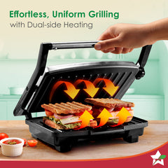 Essenza Contact Grill | 400W | Dual-side Heating | Non-stick Grill Plates | Oil Collector Tray | LED Indicator | Compact Design | 1-Year Warranty