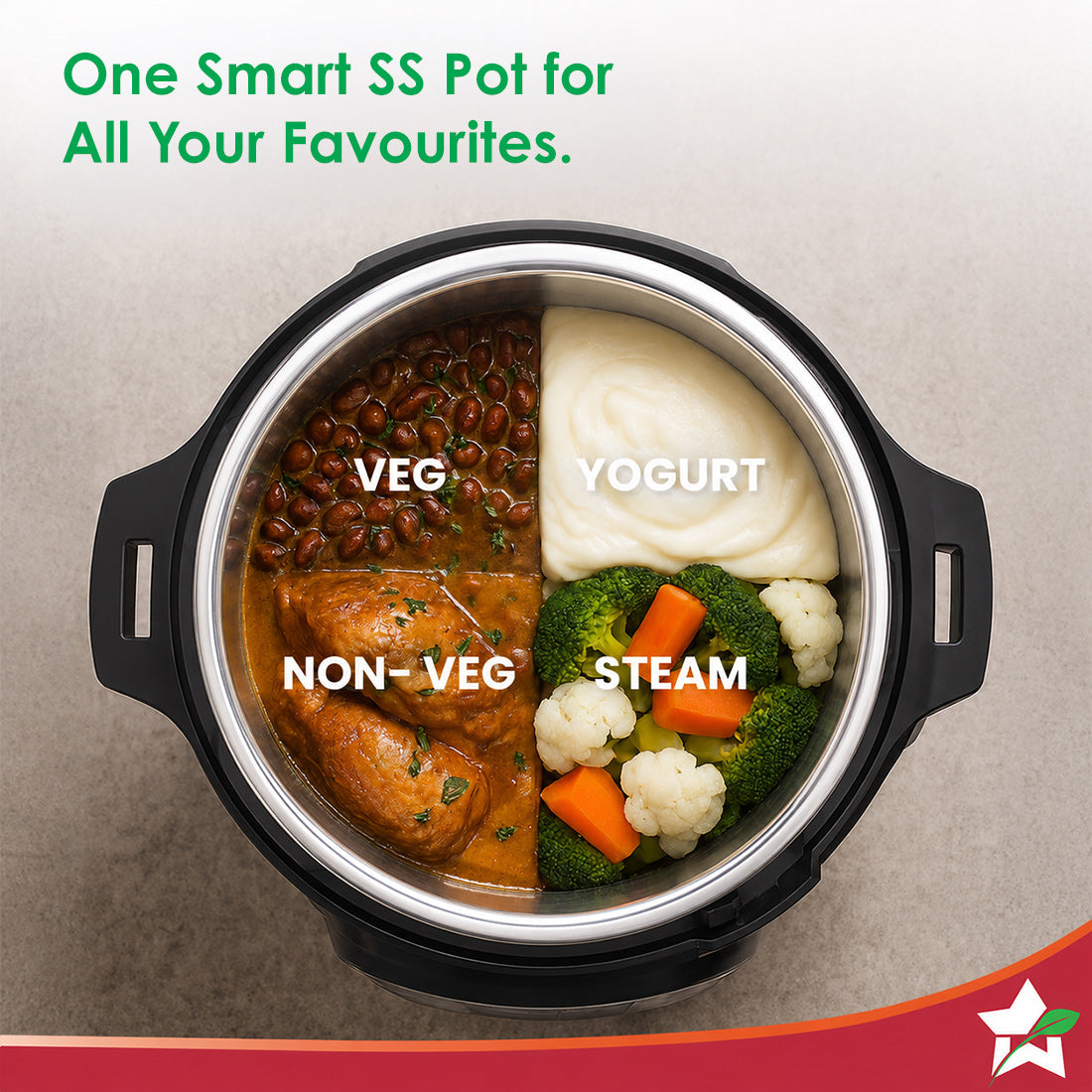 Nutri-pot 6L Electric Pressure Cooker, 18 Pre-set Options, 304 Stainless Steel Inner Pot, Slow Cook, Rice/Millets, Steam, Sauté, Dal/Khichdi/Yogurt Maker, Re-heat, Keep Warm, 2-Yr Warranty