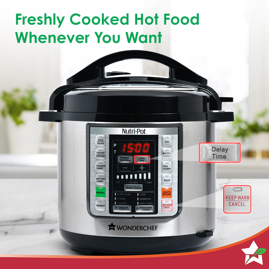 Nutri-pot 6L Electric Pressure Cooker, 18 Pre-set Options, 304 Stainless Steel Inner Pot, Slow Cook, Rice/Millets, Steam, Sauté, Dal/Khichdi/Yogurt Maker, Re-heat, Keep Warm, 2-Yr Warranty