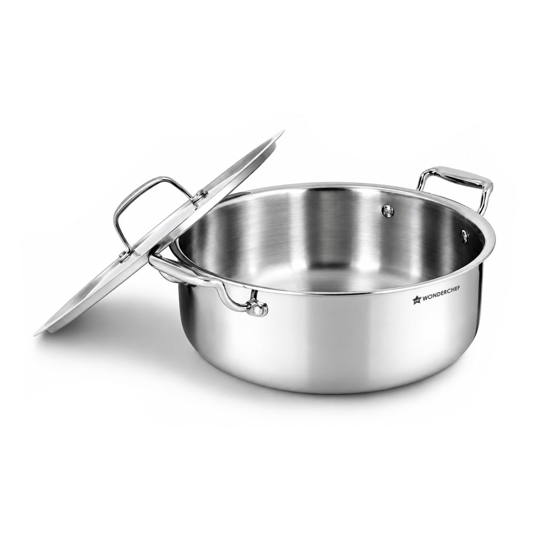 Premium Triply Stainless-steel Biryani Handi with Lid for Kitchen, 28cm 6.2L, Casserole for Slow Cooking, Dum Biryani, Gravies, Induction-friendly, Sturdy Handles, 10-Yr Warranty