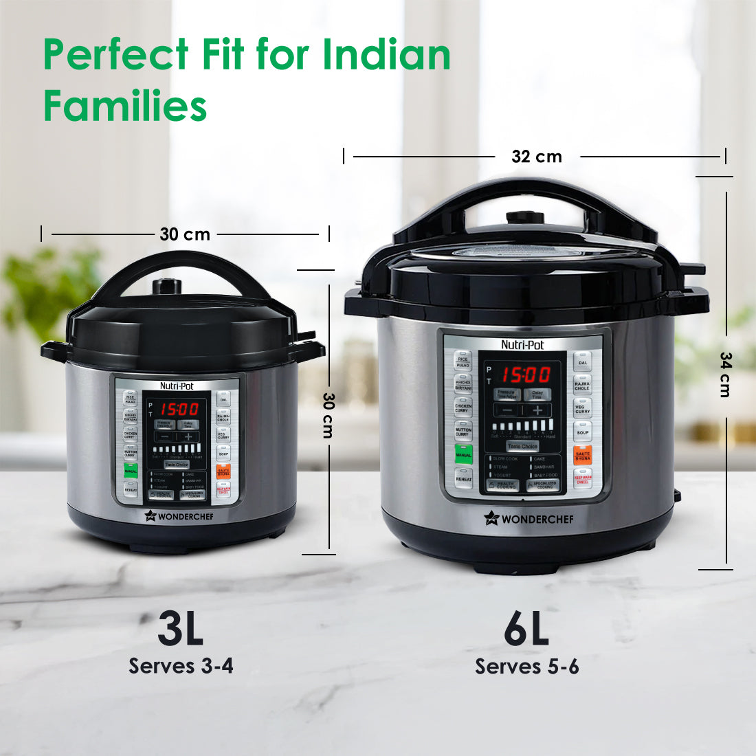Nutri-pot 3L Electric Pressure Cooker, 18 Pre-set Options, 304 Stainless Steel Inner Pot, Slow Cook, Rice/Millets, Steam, Sauté, Dal/Khichdi/Yogurt Maker, Re-heat, Keep Warm, 2-Yr Warranty