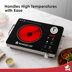 Spectra Infrared Electric Cooktop with Crystal Glass for Kitchens, 2000W, BBQ Grill Included, 4 Pre-set Functions, Compatible with Steel, Ceramic, Cast-iron, Aluminium Cookware, 2-Yr Warranty