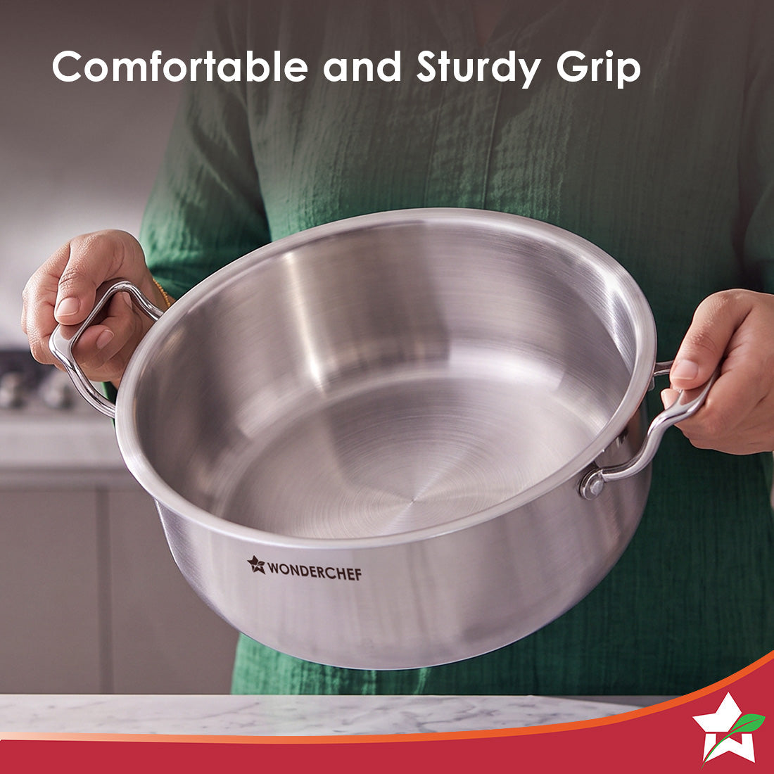 Premium Triply Stainless-steel Biryani Handi with Lid for Kitchen, 28cm 6.2L, Casserole for Slow Cooking, Dum Biryani, Gravies, Induction-friendly, Sturdy Handles, 10-Yr Warranty