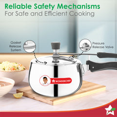 Nigella Triply Stainless Steel Inner Lid Pressure Cooker | 2 Litres | Compatible with Gas Stove, Induction, Ceramic Cooktop | ISI Certified | Uniform Heating | Contour Collection | 5-Year Warranty