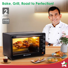 Oven Toaster Griller (OTG) - 48 L | With Rotisserie | Auto-Shut Off | Heat-Resistant Tempered Glass | 6-Stage Heat Selection Bake, Grill, Roast | Easy to Clean | Black | 2 Year Warranty