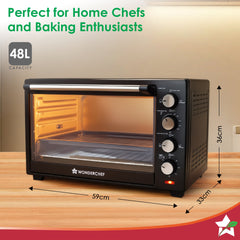 Oven Toaster Griller (OTG) - 48 L | With Rotisserie | Auto-Shut Off | Heat-Resistant Tempered Glass | 6-Stage Heat Selection Bake, Grill, Roast | Easy to Clean | Black | 2 Year Warranty