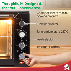 Oven Toaster Griller (OTG) - 48 L | With Rotisserie | Auto-Shut Off | Heat-Resistant Tempered Glass | 6-Stage Heat Selection Bake, Grill, Roast | Easy to Clean | Black | 2 Year Warranty