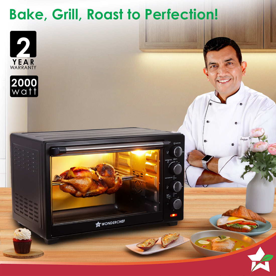 Oven Toaster Griller (OTG) - 60 L | With Rotisserie | Auto-Shut Off | Heat-Resistant Tempered Glass | 6-Stage Heat Selection Bake, Grill, Roast | Easy to Clean | Black | 2 Year Warranty
