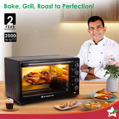 Oven Toaster Griller (OTG) - 60 L | With Rotisserie | Auto-Shut Off | Heat-Resistant Tempered Glass | 6-Stage Heat Selection Bake, Grill, Roast | Easy to Clean | Black | 2 Year Warranty