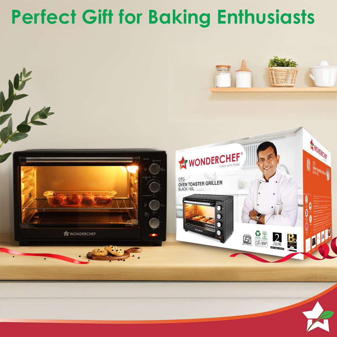 Oven Toaster Griller (OTG) - 60 L | With Rotisserie | Auto-Shut Off | Heat-Resistant Tempered Glass | 6-Stage Heat Selection Bake, Grill, Roast | Easy to Clean | Black | 2 Year Warranty