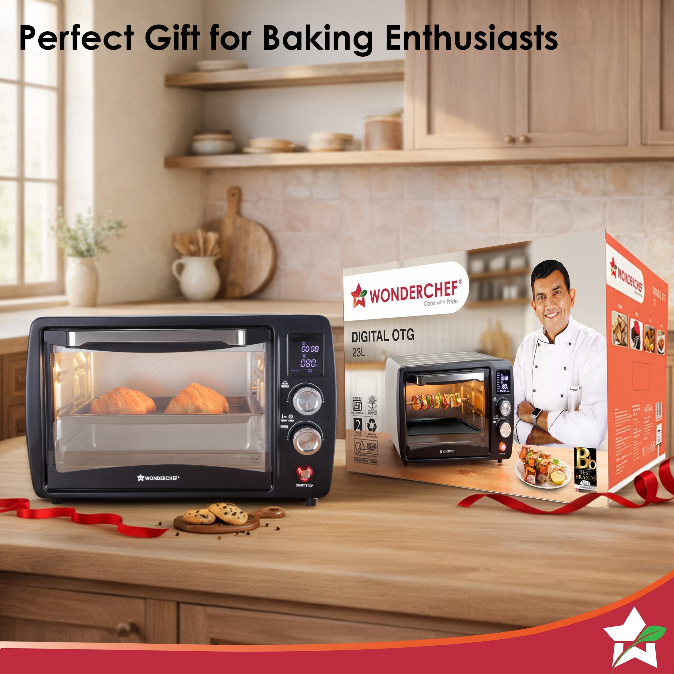 Digital OTG Oven Toaster Griller Rotisserie, 23 L with Digital Display, 9 Pre-set Functions, Adjustable Time & Temperature, 230⁰ C - 2 Hour Timer, Heat-resistant Glass Window, 2-Yr Warranty