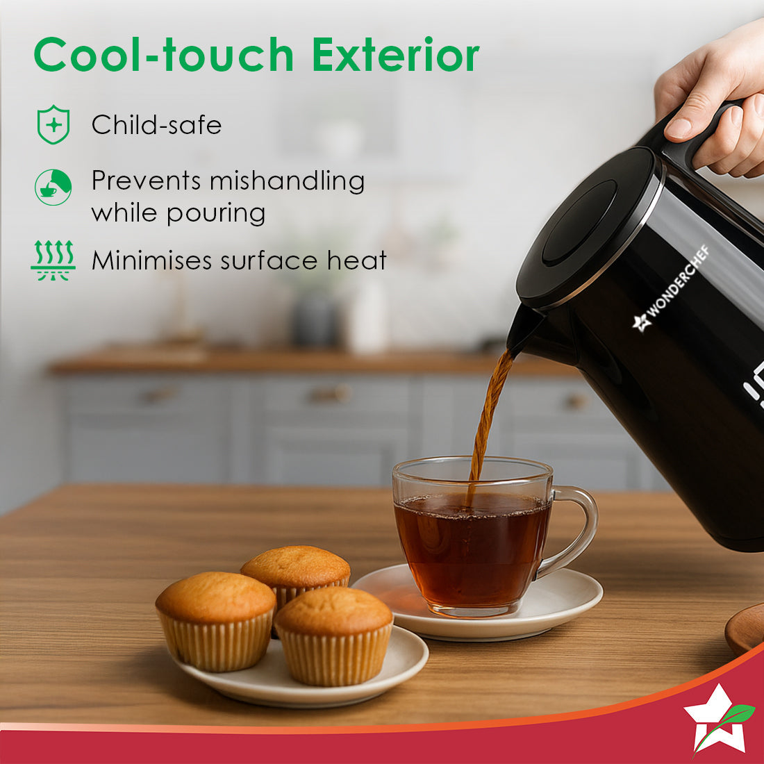 Onyx Cool-touch Digital Kettle, 1.8 L, Stainless-steel Interior, 1350W, Choose from 4 Temperature Modes, Rapid Boiling in 5 Mins for Tea, Coffee, Instant Food, Auto Shut-off, 2-Yr Warranty