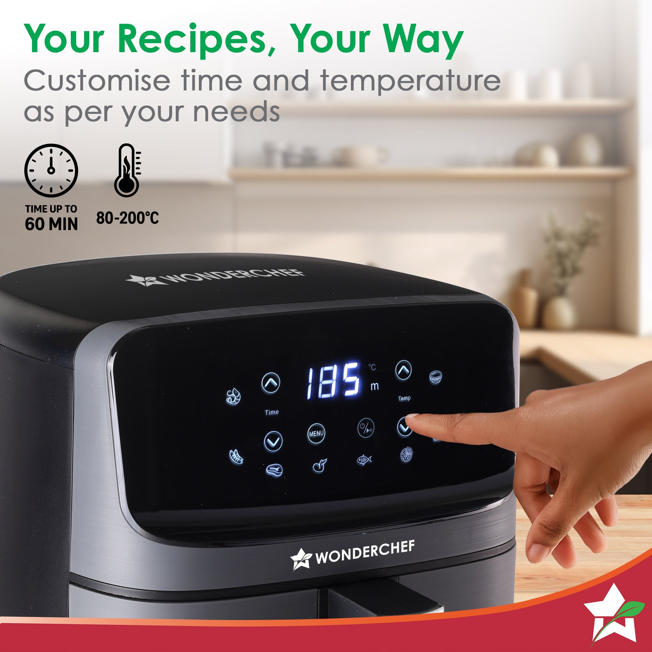 Regalia 4.5L Digital Air Fryer | 1500W | 10 Preset Menus | 90% less fat | Rapid Air 360° Circulation Technology | Temperature & Timer Control | Cool Touch Handle | Steel Grey | 2-Year Warranty