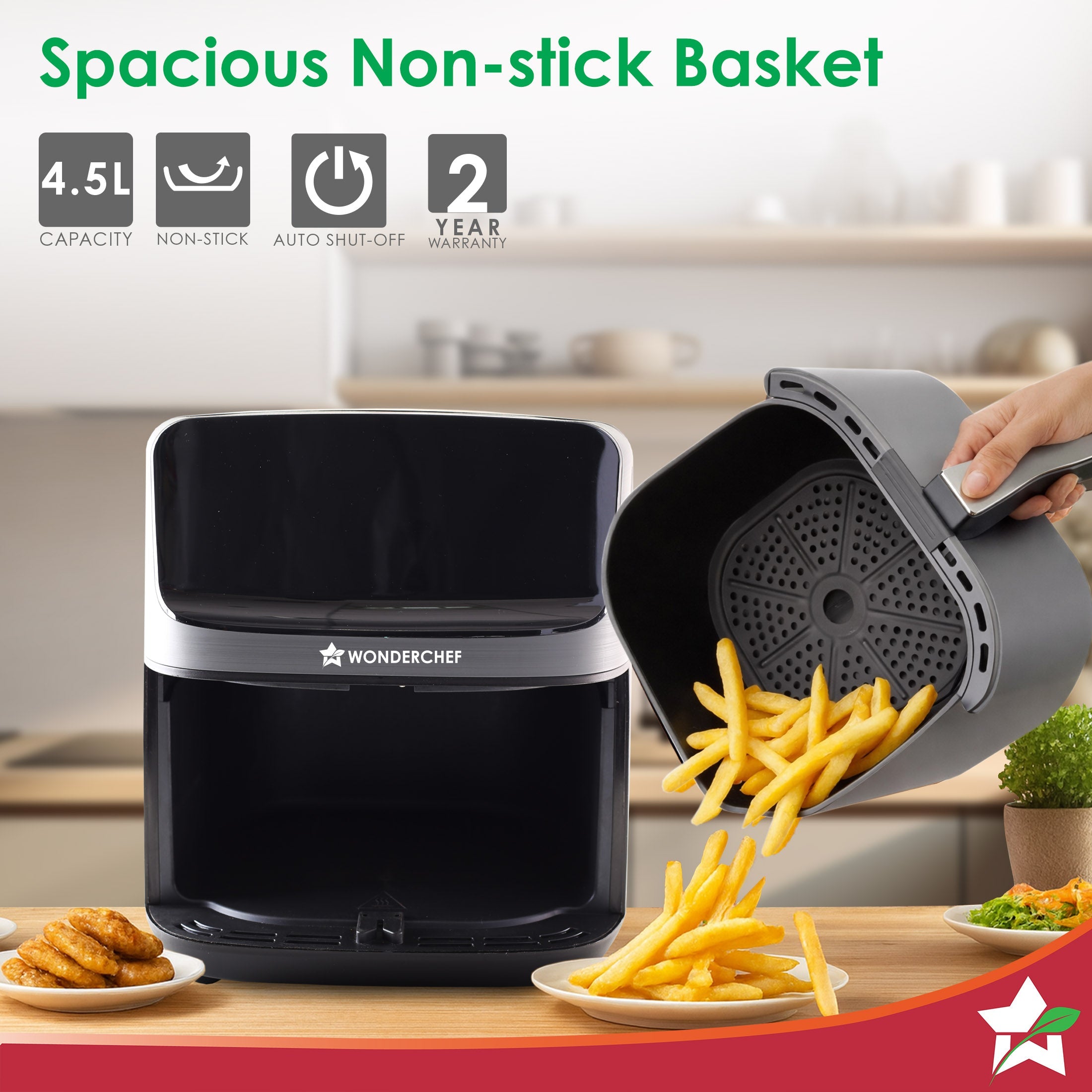 Regalia 4.5L Digital Air Fryer | 1500W | 10 Preset Menus | 90% less fat | Rapid Air 360° Circulation Technology | Temperature & Timer Control | Cool Touch Handle | Steel Grey | 2-Year Warranty