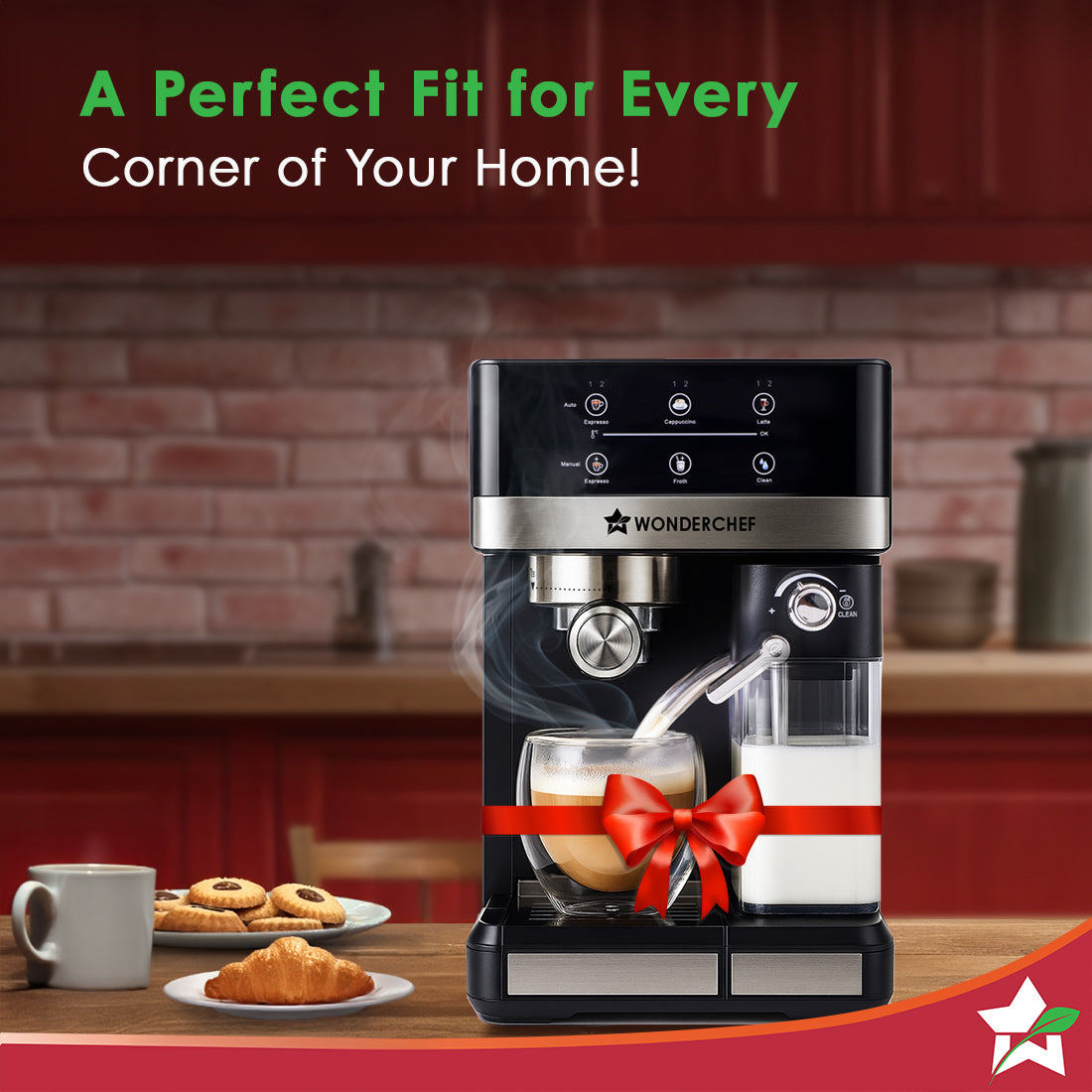 Regalia Automatic 20 Bar Coffee Maker with Auto Frother | Espresso, Cappuccino, Latte, Mocha | Built-in Milk container | 2 Thermostats |1.8L Water Tank|1200W | 2 Year Warranty