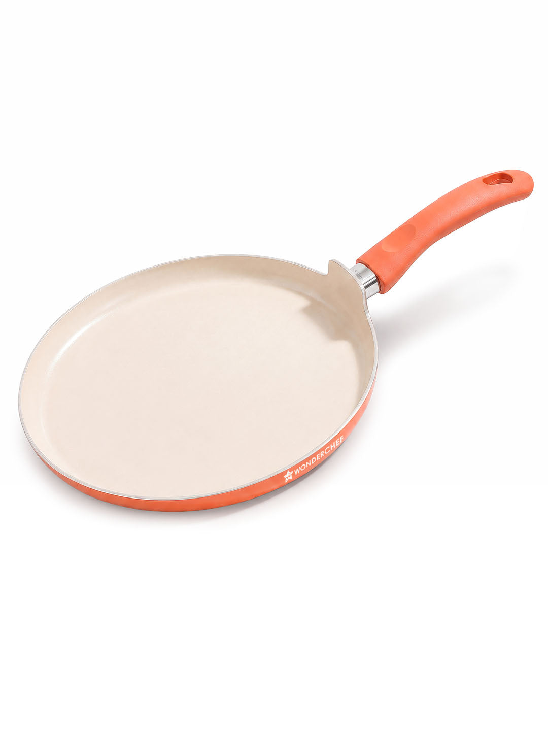 Natura Ceramic Dosa Tawa for Cooking, 28cm, Non-toxic Chemical-free Coating, PFOA/PFAS-Free, For Kitchen, Scratch-resistant, Gas & Induction Compatible, 2-Yr Warranty, Peach