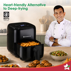Evita Air Fryer for Kitchen 2 L 1000W, Rapid Hot Air Technology, Adjustable Temperature and Time, Make Crispy Snacks and Desserts, Free Access to Recipe Book with 120 Recipes, 2-Yr Warranty