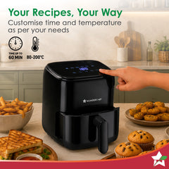Evita Air Fryer for Kitchen 2 L 1000W, Rapid Hot Air Technology, Adjustable Temperature and Time, Make Crispy Snacks and Desserts, Free Access to Recipe Book with 120 Recipes, 2-Yr Warranty